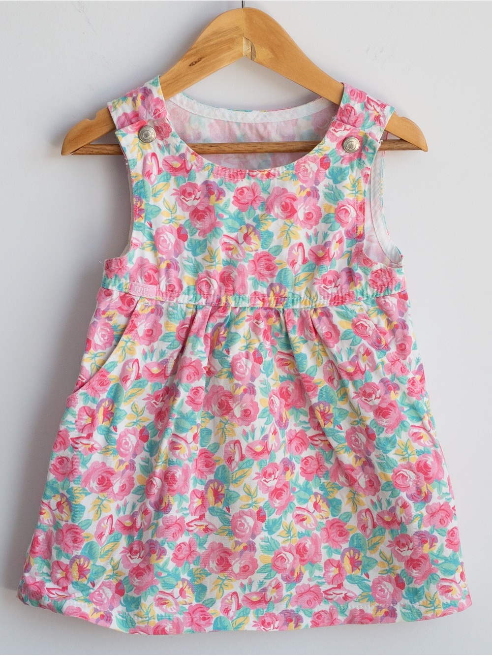 Vintage Lee Floral Pinafore Dress Union Made USA 3T